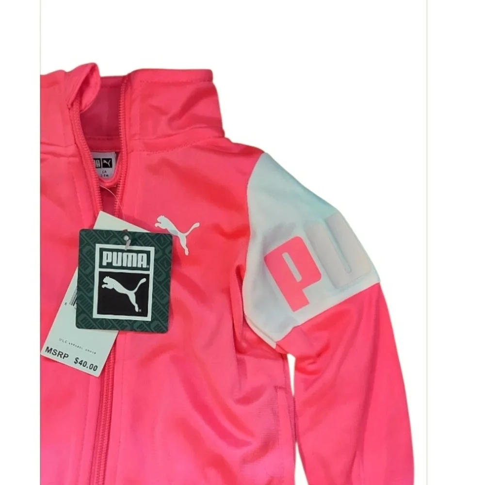 NWT Girl's Puma Minicat 2 Pc Sunset Glow Jogger Tracksuit ~SZ 6/9 Mos - Picture 2 of 5